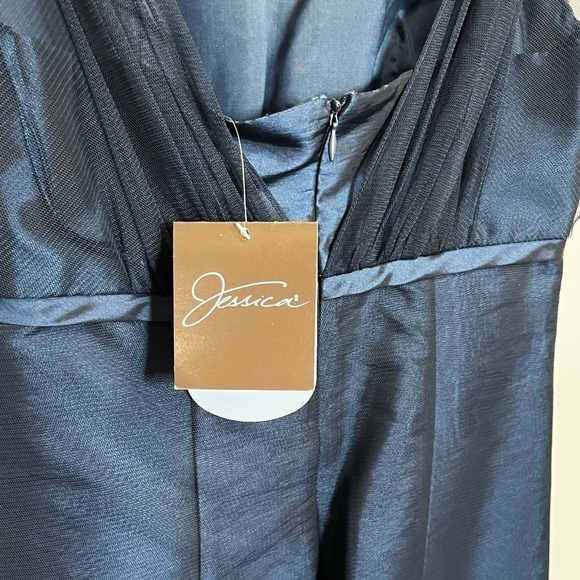 Jessica Iridescent Navy Chiffon Empire Waist Dress Sz 2 Wedding Prom Formal - Picture 9 of 15